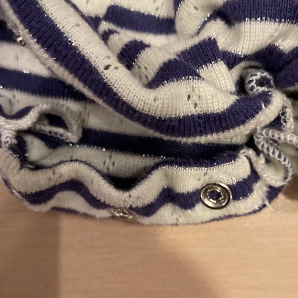 Louis Louise Paris soft cotton ruffle navy white striped romper - Picture 5 of 10